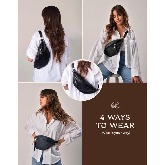 Black Vegan Leather RFID Anti-Theft Crossbody Bag with Adjustable Strap for Wome - Picture 6 of 9